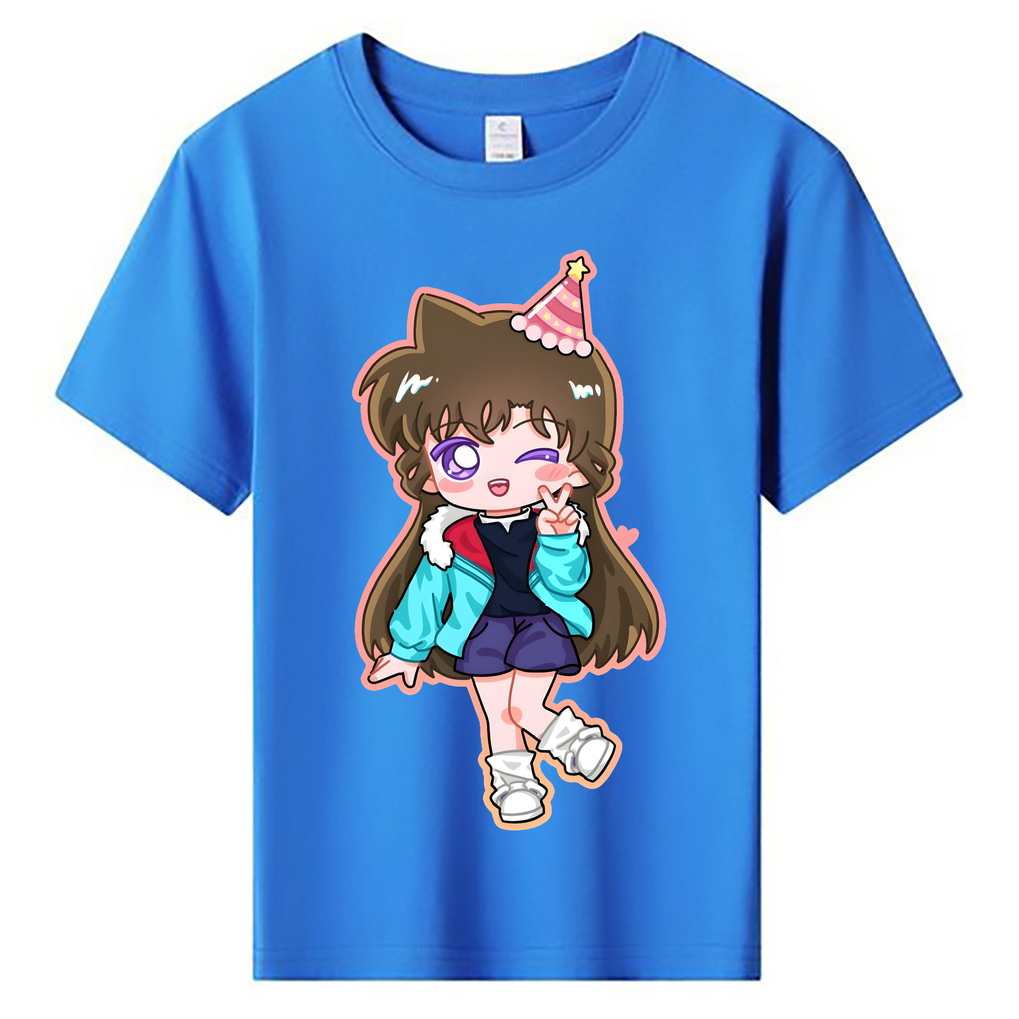 （画像用） 名探偵コナン 毛利 蘭 もうり らん、モーリ ラン Detective Conan Rachel Moore 綿100％キッズTシャツ（フロントプリント）